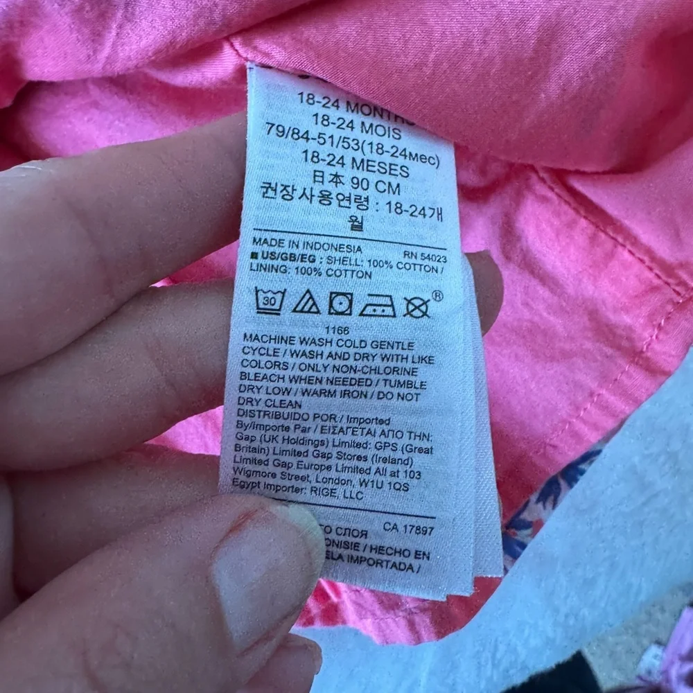 Gap pink Hawaiian floral print sundress cotton size 18-24 months